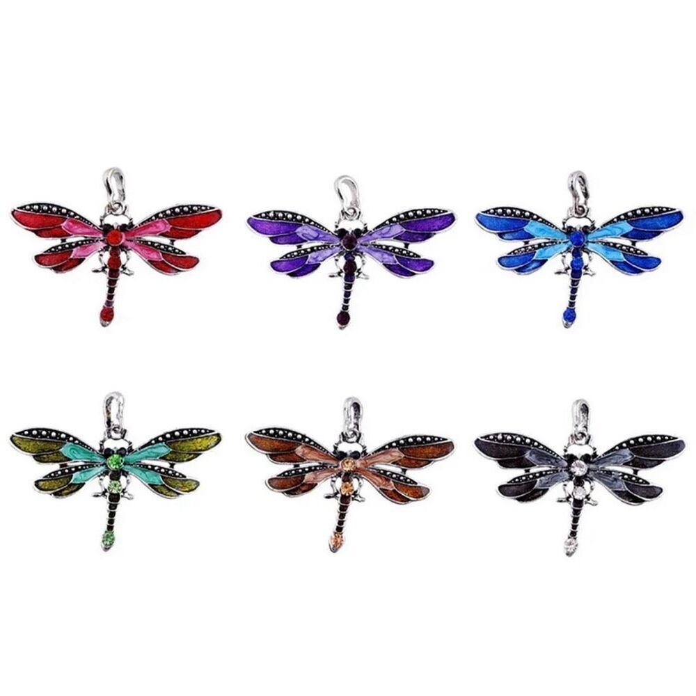 Crystal Dragonfly Ribbon Casual Pendant Purple Necklace - Picture 4 of 4